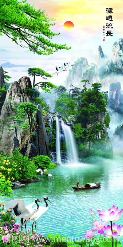 玄关,隔断,移门,电视背景墙,高清图,高清平开门,lyf-361,山水画